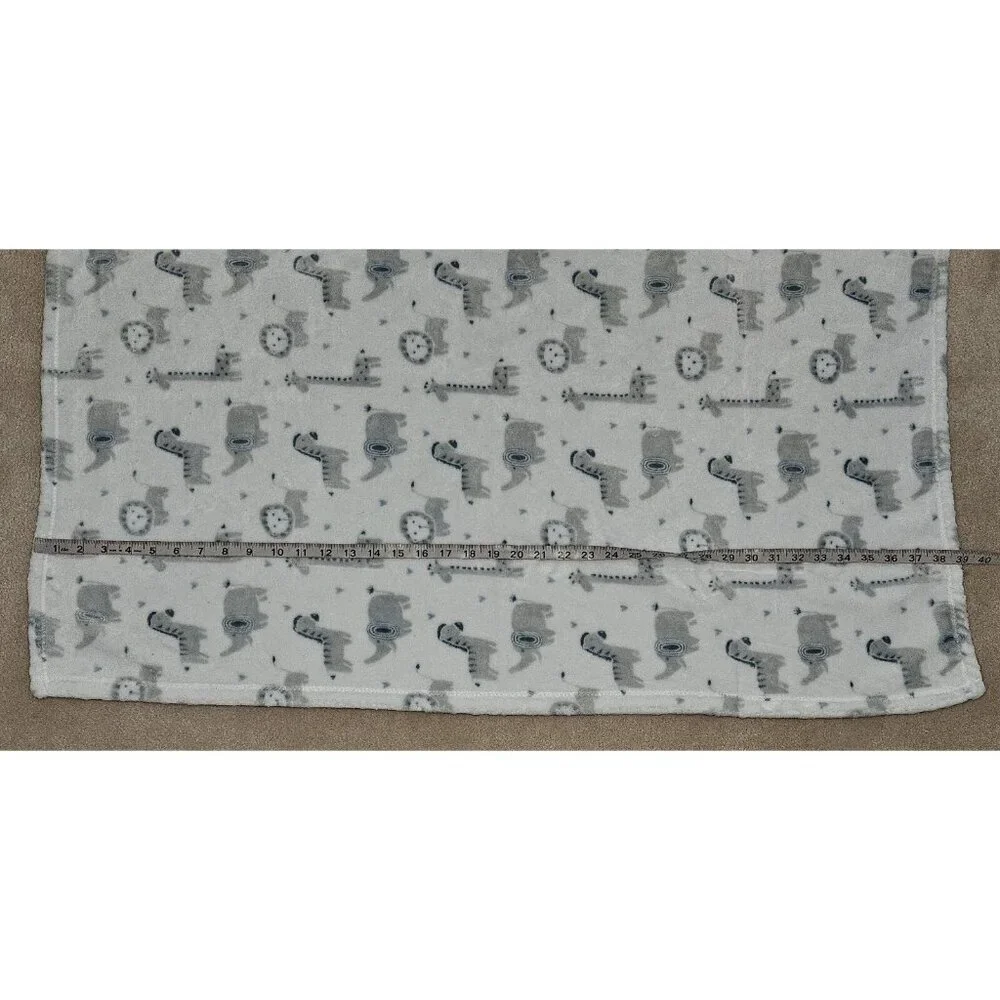 Adirondack Baby Blanket Fleece White Gray Elephant Zebra Giraffe Lion Heart